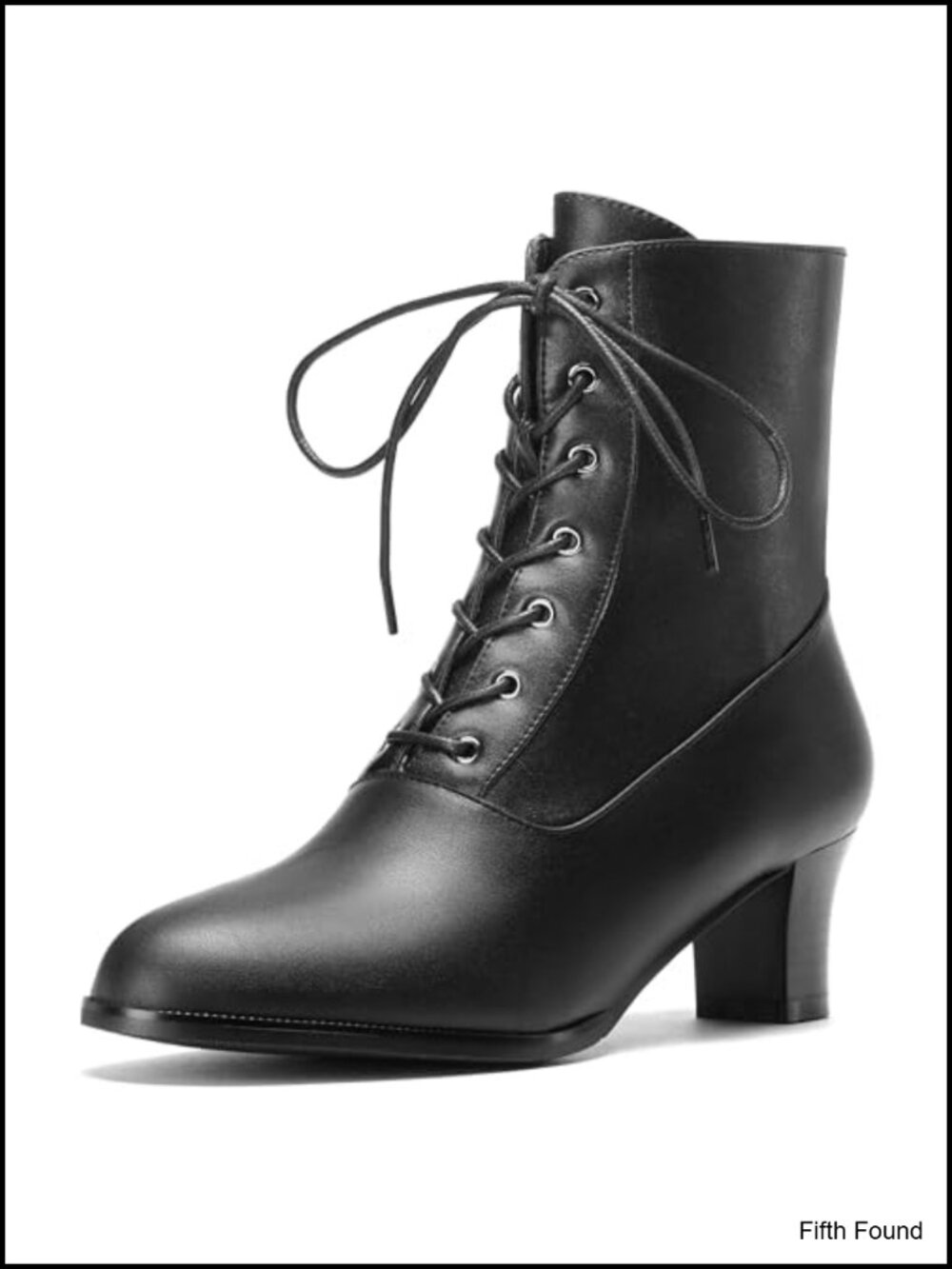 Victorian Lace Up Ankle Boot Witch Costume Booties Side Zipper Synthetic